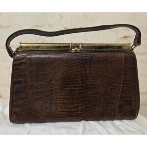 Vintage MCM Sterling USA Purse Brown Lizard Bag Top Handle